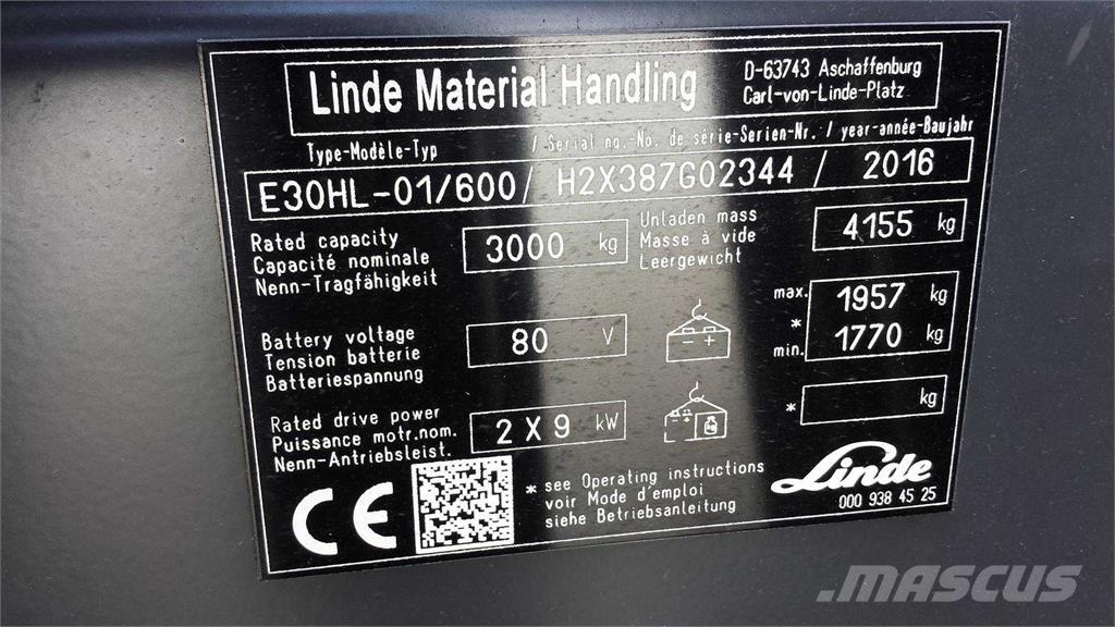 Linde E30/600HL Stivuitor electric