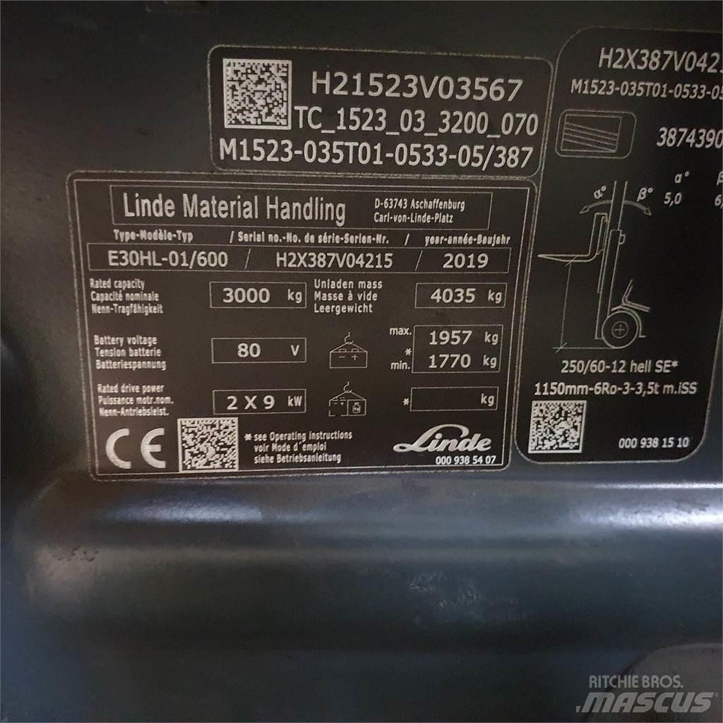 Linde E30/600HL Stivuitor electric