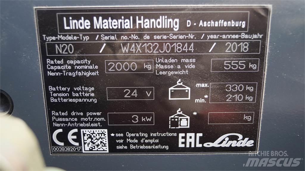 Linde N20 kurz Stivuitoare de micã inaltime pentu logistica