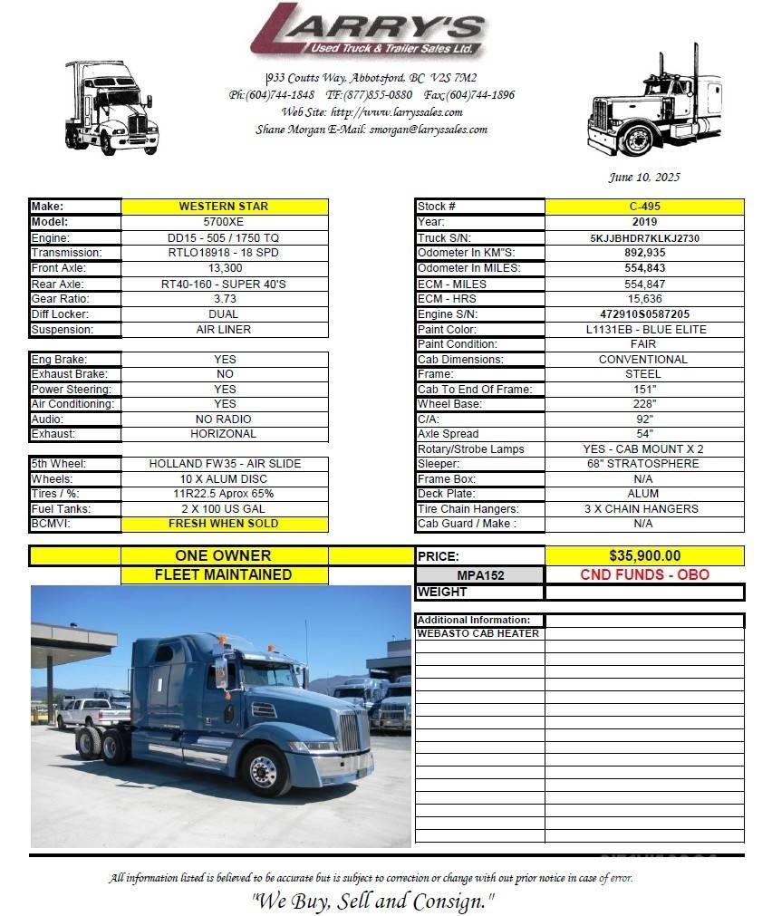 Western Star 5700 XE Autotractoare