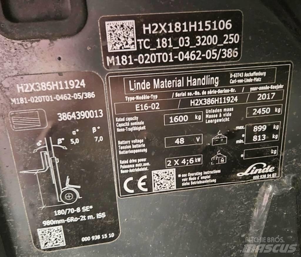 Linde E16-02 Stivuitor electric