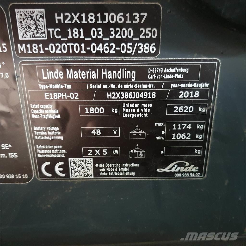 Linde E18PH Stivuitor electric