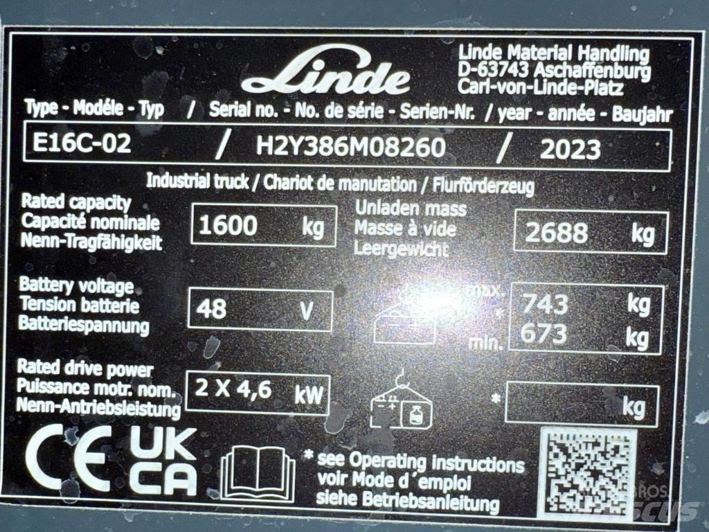 Linde E16C/386-02 Stivuitor electric
