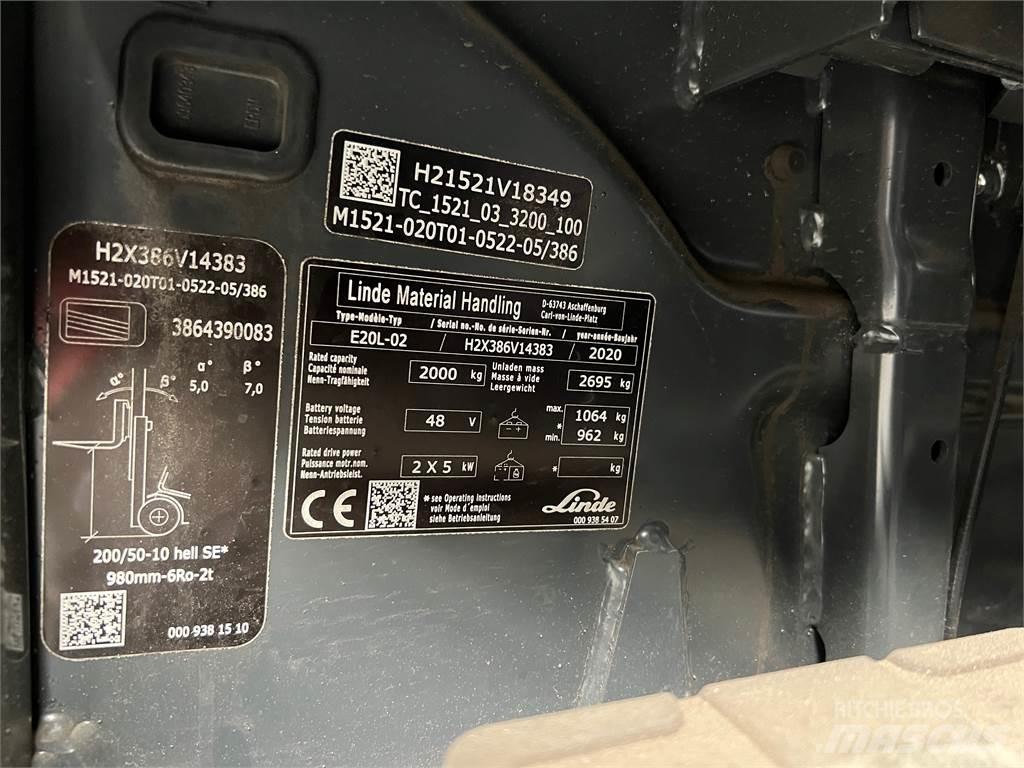 Linde E20L-02 Stivuitor electric