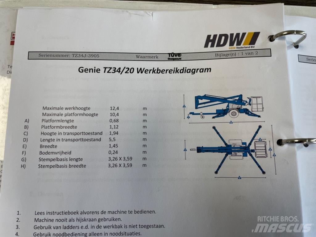 Genie TZ 34/20 Platforme aeriene montate pe remorca