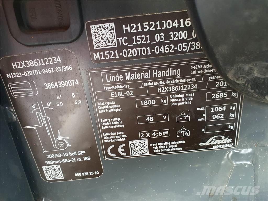 Linde E18L Stivuitor electric