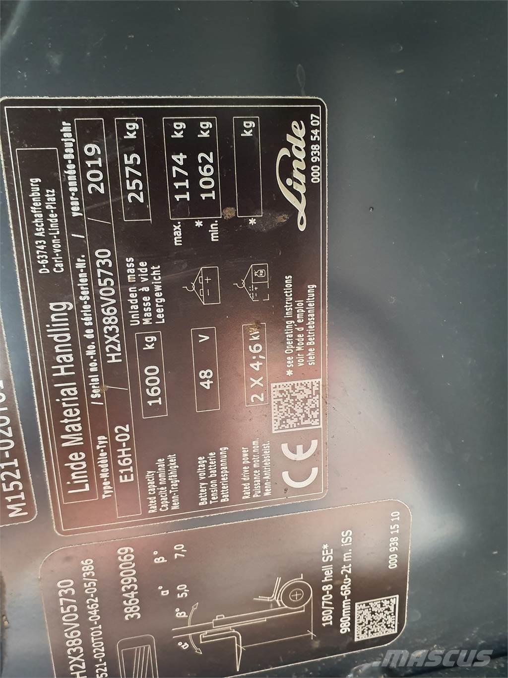 Linde E16 Stivuitor electric