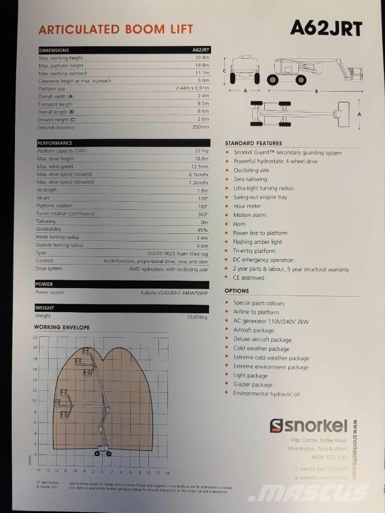 Snorkel A 62 J RT Nacele cu brat articulat
