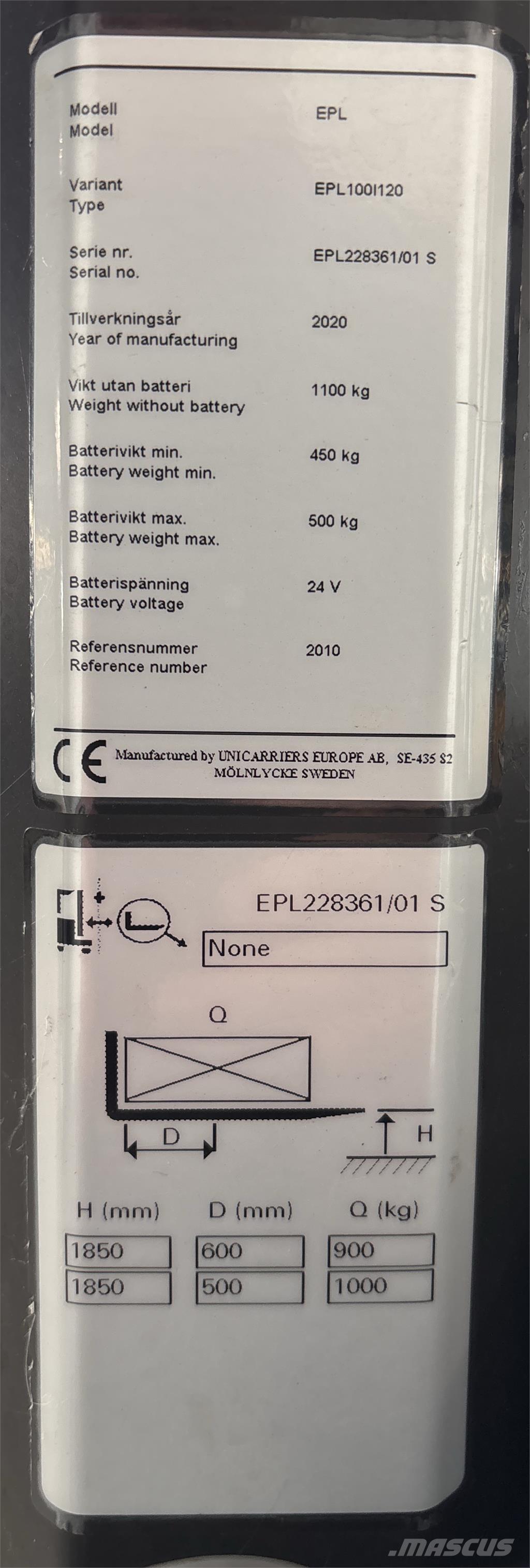 UniCarriers EPL100 Stivuitoare de micã inaltime pentu logistica