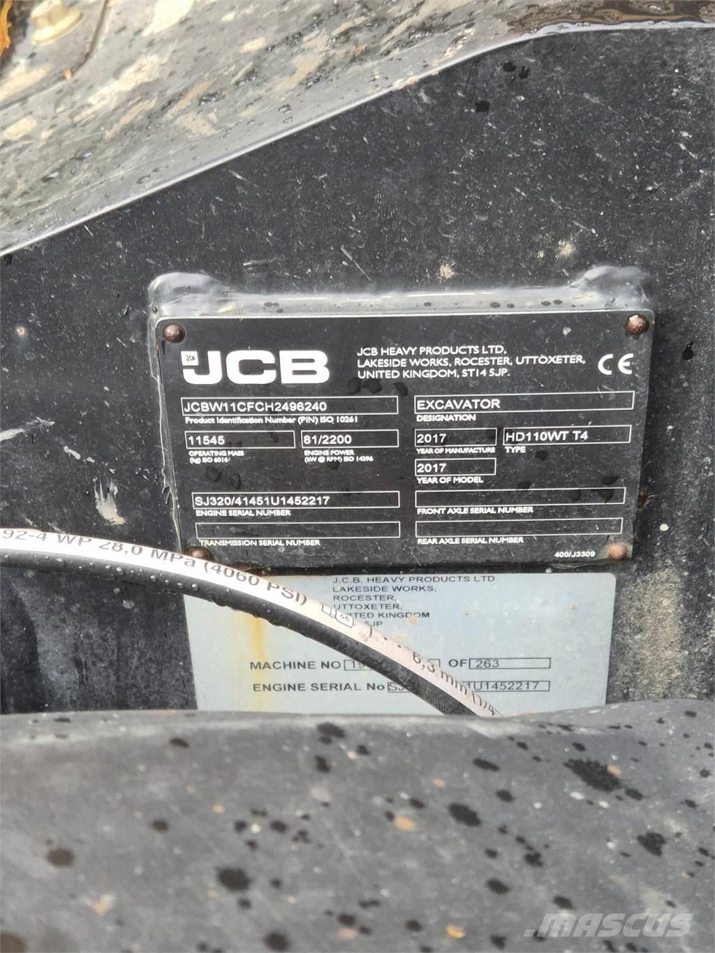 JCB 110W Hydradig Excavatoare cu roti