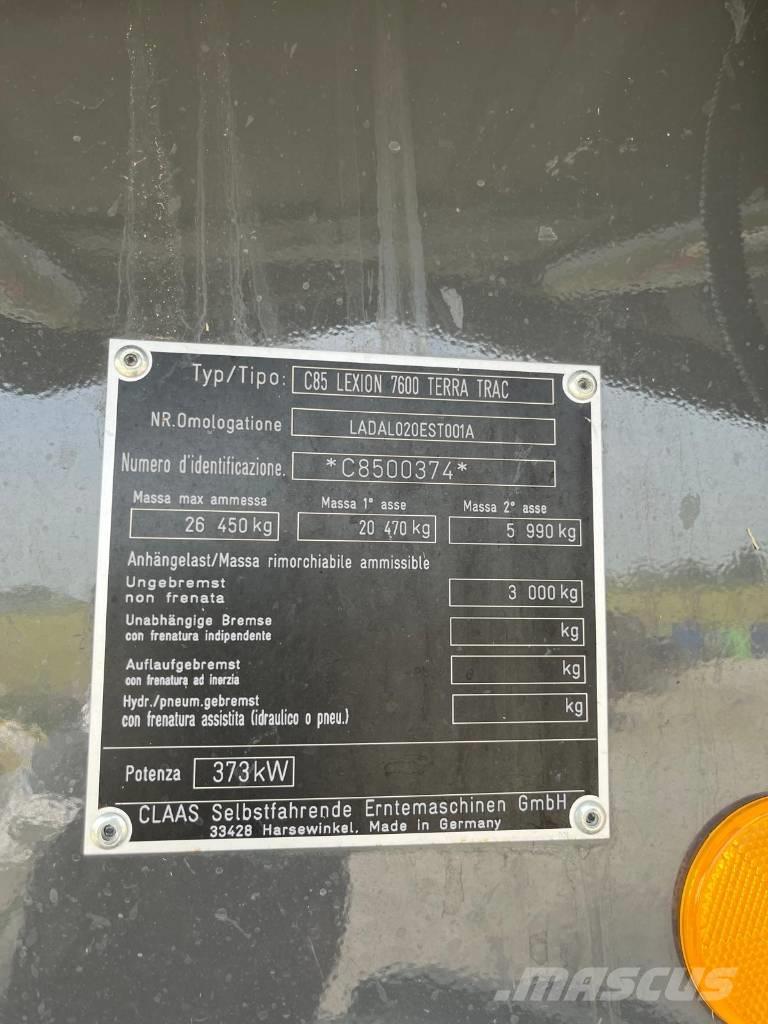 CLAAS LEXION 7600 TT Combine de secerat