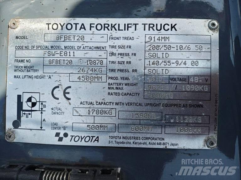 Toyota 8 FBET 20 Stivuitor electric