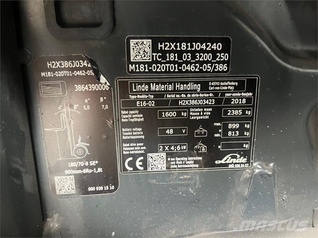 Linde E16 Stivuitor electric