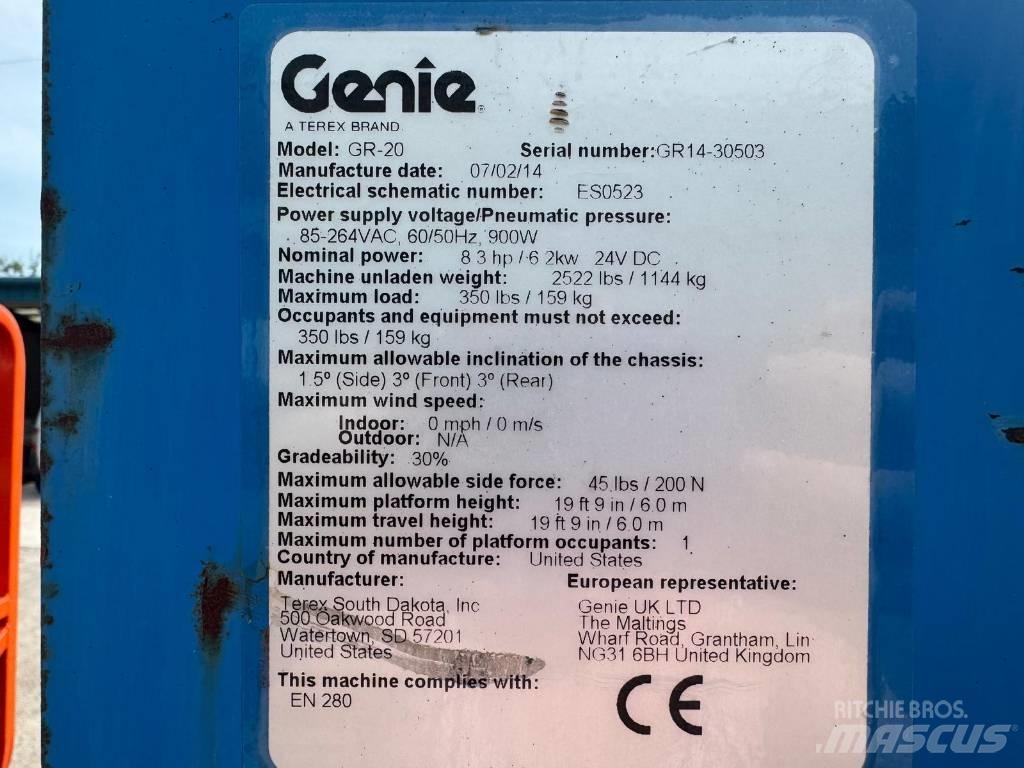 Genie GR 20 Ascensoare verticale catarg