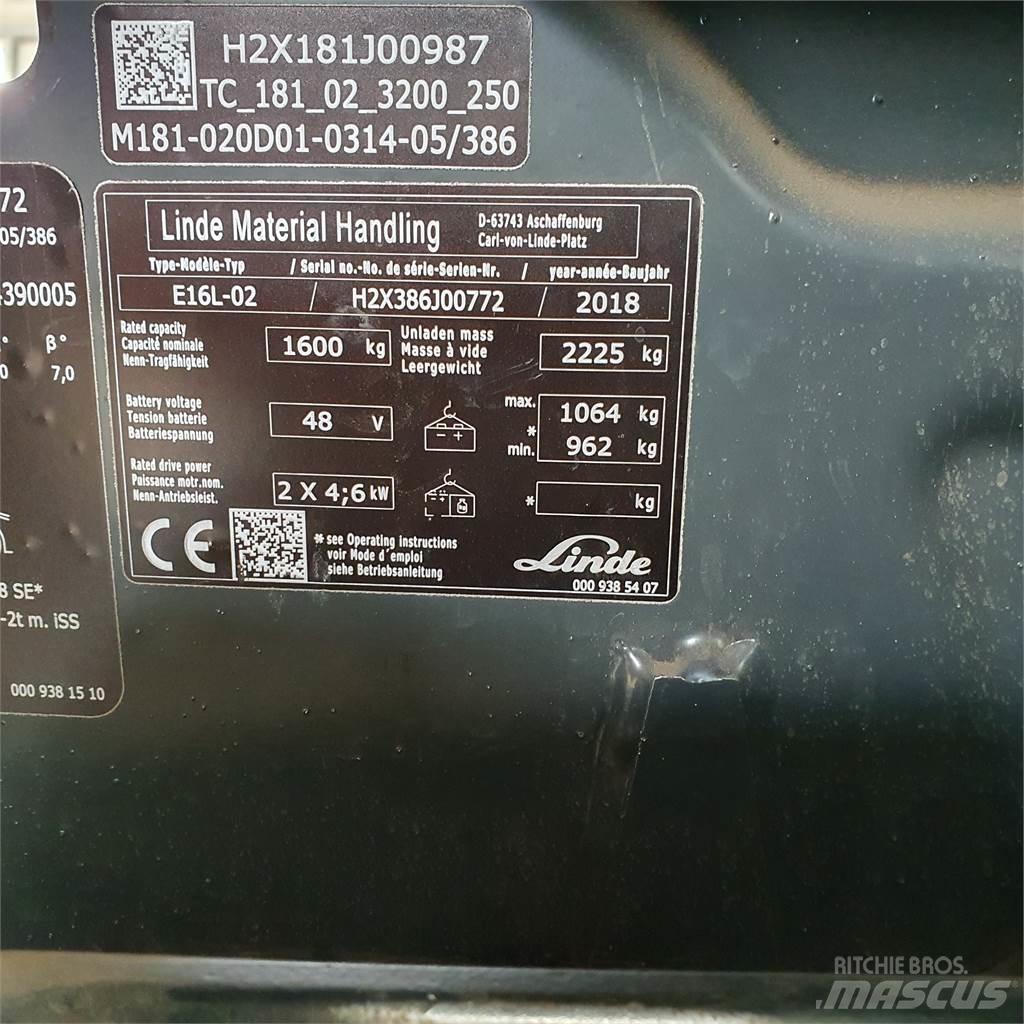 Linde E16L Stivuitor electric