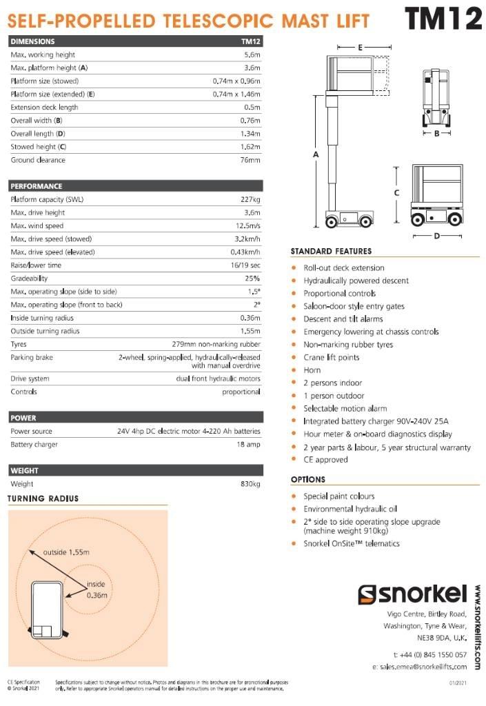 Snorkel TM 12 Ascensoare verticale catarg