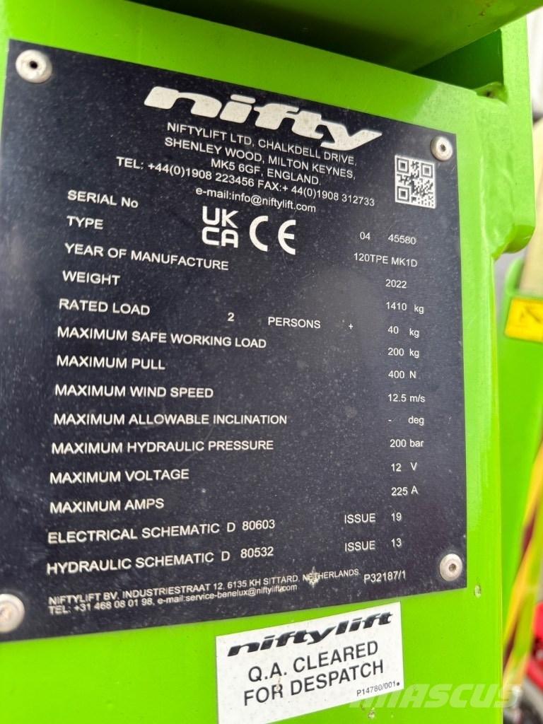 Niftylift 120TPE Platforme aeriene montate pe remorca