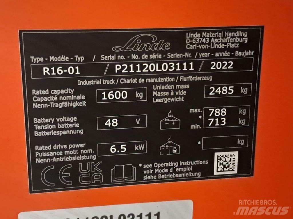 Linde R16-01 Stivuitor cu catarg retractabil