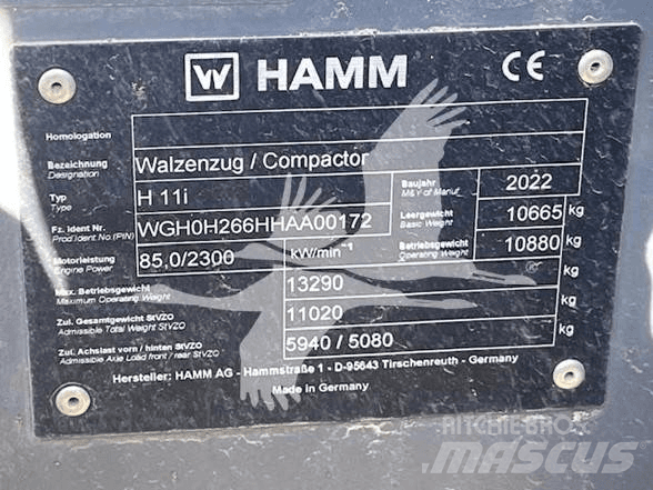 Hamm H11i Compactoare monocilindrice