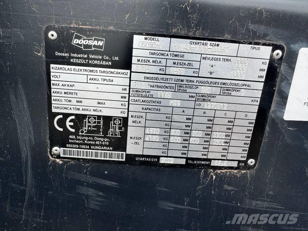 Doosan D 50,  130üó!!! 5t Stivuitor diesel