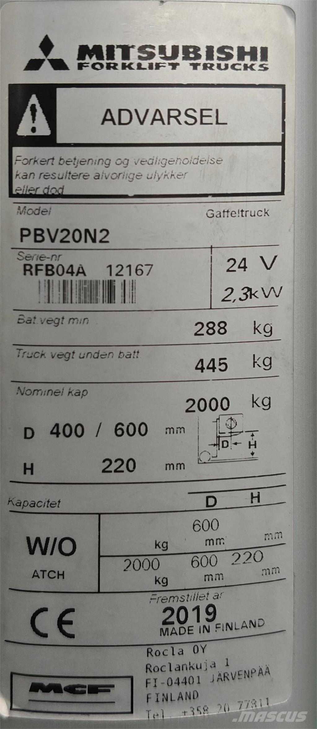 Mitsubishi PBV20N2 Camioane cu platforma