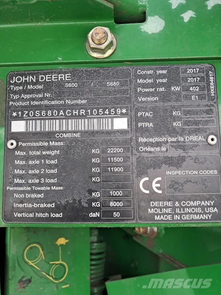 John Deere S 680 i Combine de secerat