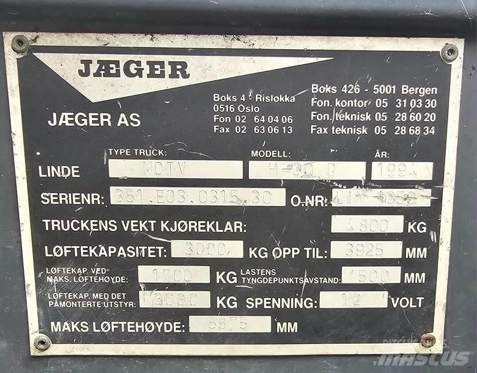 Linde H 30 D Stivuitor diesel
