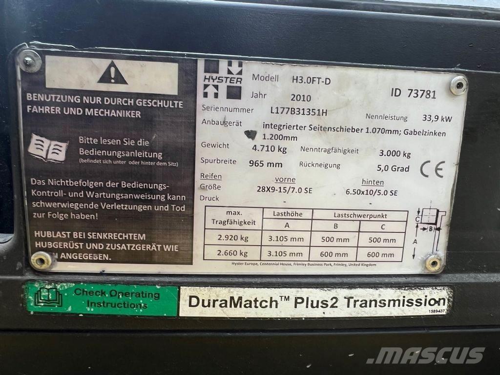 Hyster H 3.0 FT Stivuitor diesel