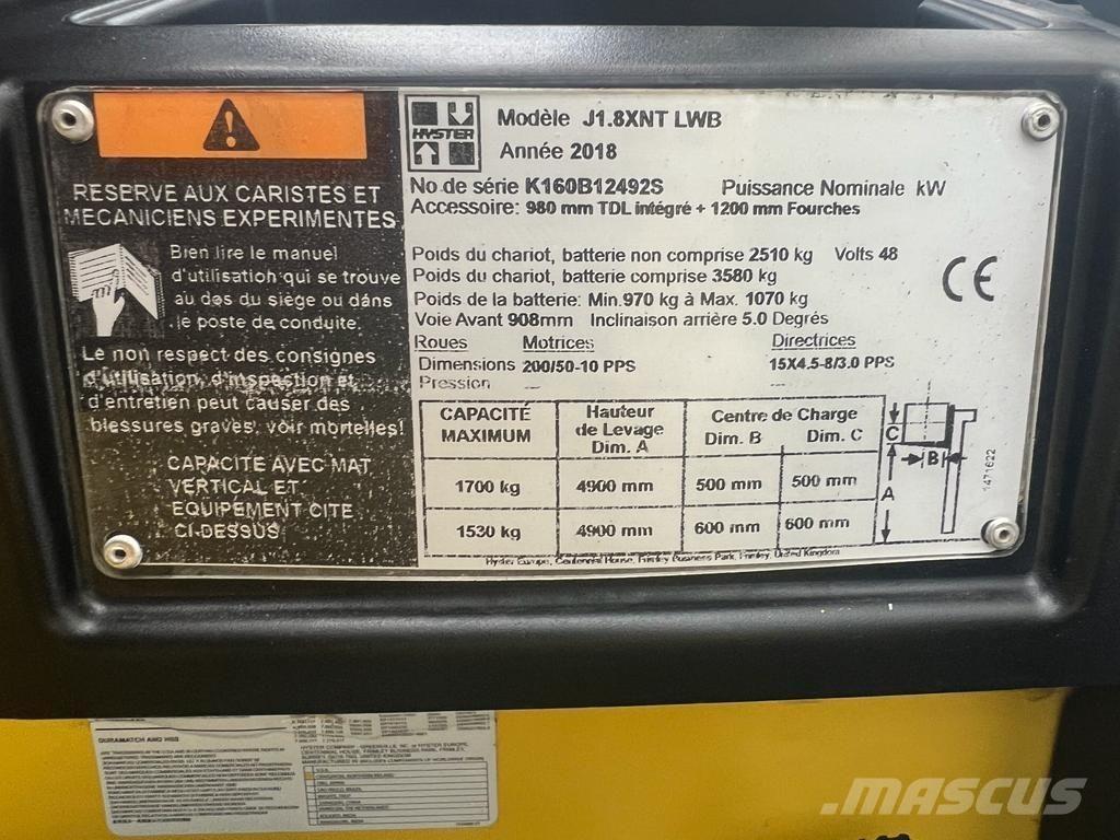 Hyster J 1.8 XNT Stivuitor electric