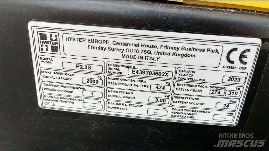 Hyster P 2.0 S Transpaleta manuala