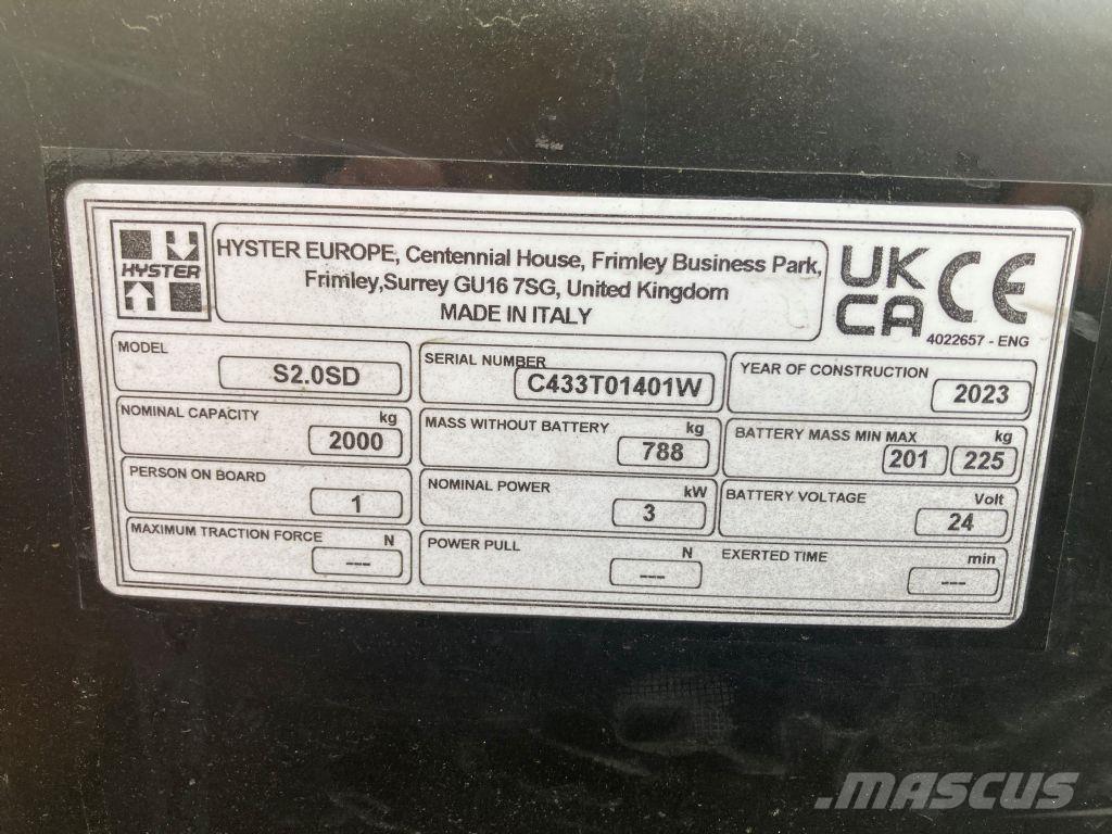 Hyster S 2.0SD Transpaleta manuala