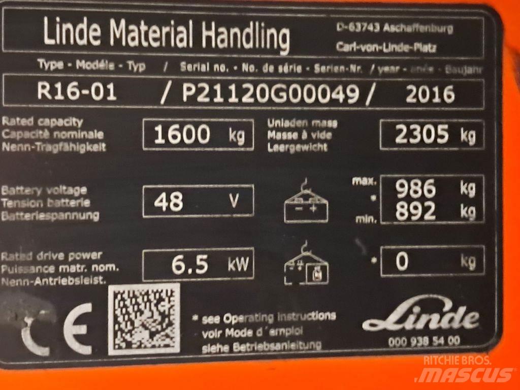 Linde R16-01 Stivuitor cu catarg retractabil