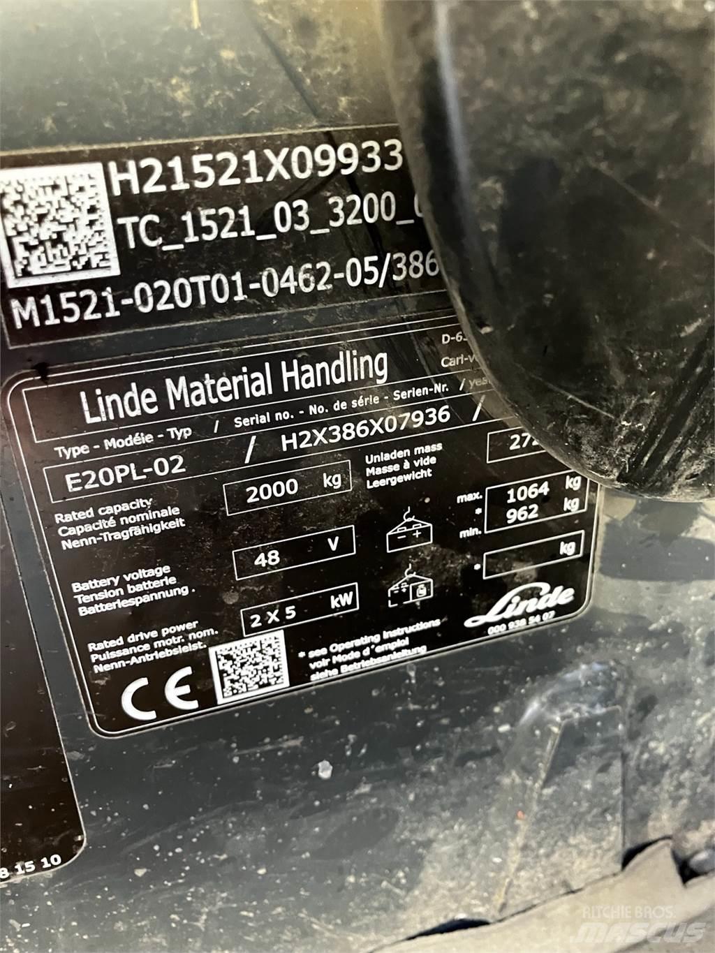 Linde E20PL Stivuitor electric