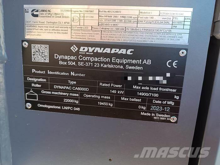 Dynapac CA6000D Cilindri compactori tractabili cu vibratii