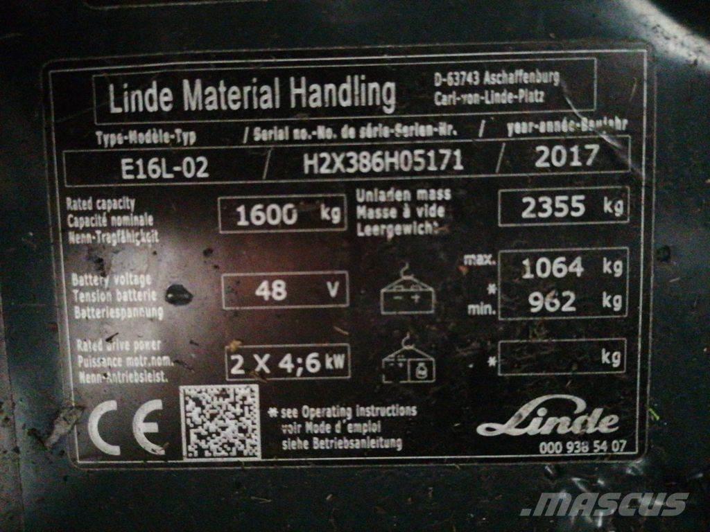 Linde E16L-02 Stivuitor electric