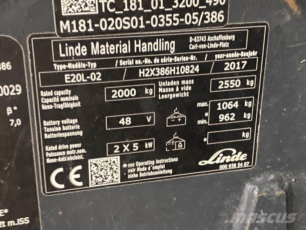 Linde E20L-02 Stivuitor electric