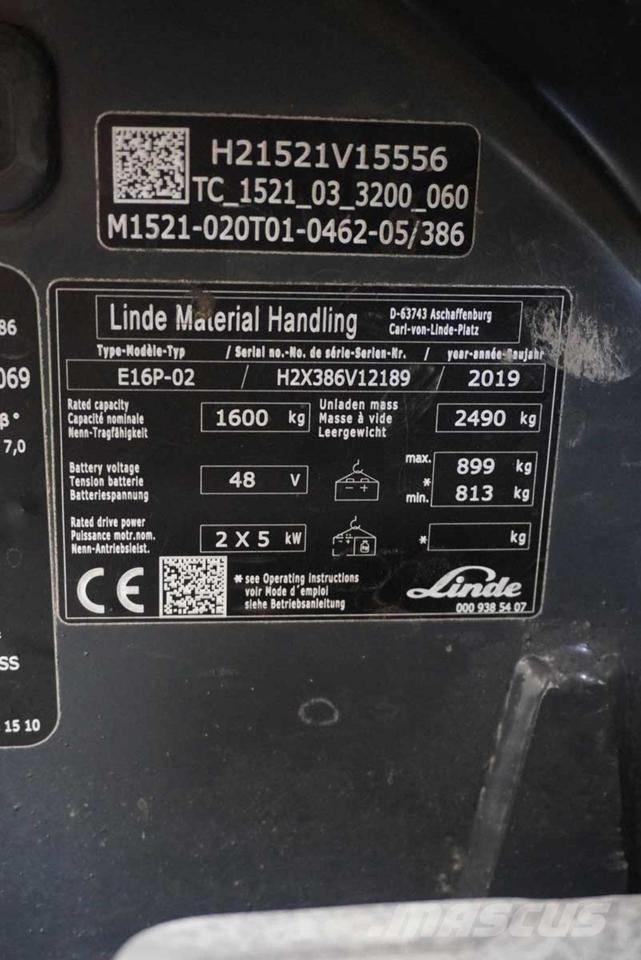 Linde E 16 P Stivuitor electric