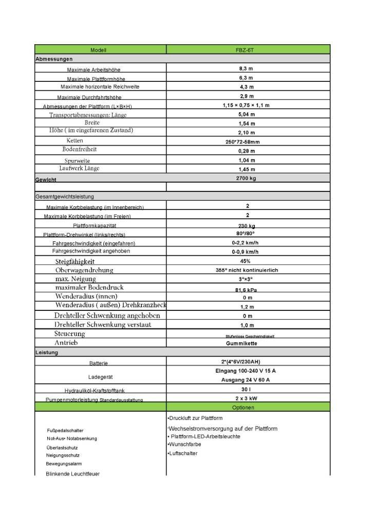 Fronteq FBZ-6T Alte ascensoare si platforme