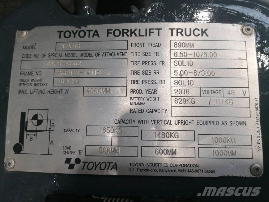 Toyota 8FBN18 Stivuitor electric