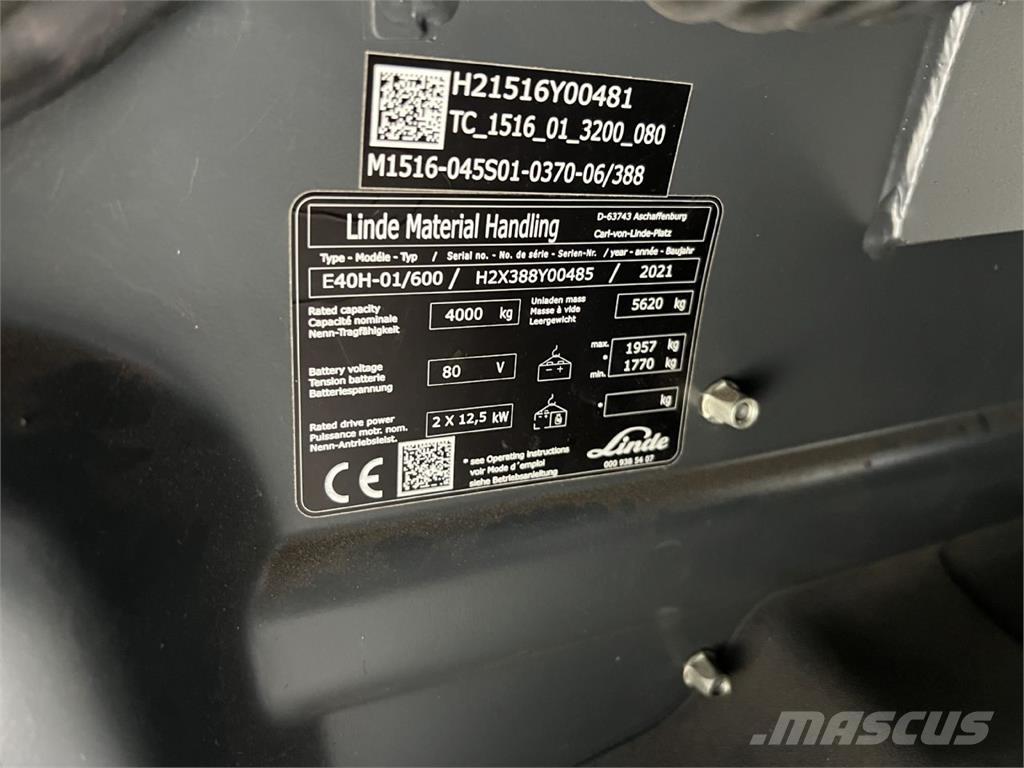 Linde E 40H-01 / 600 Stivuitor electric