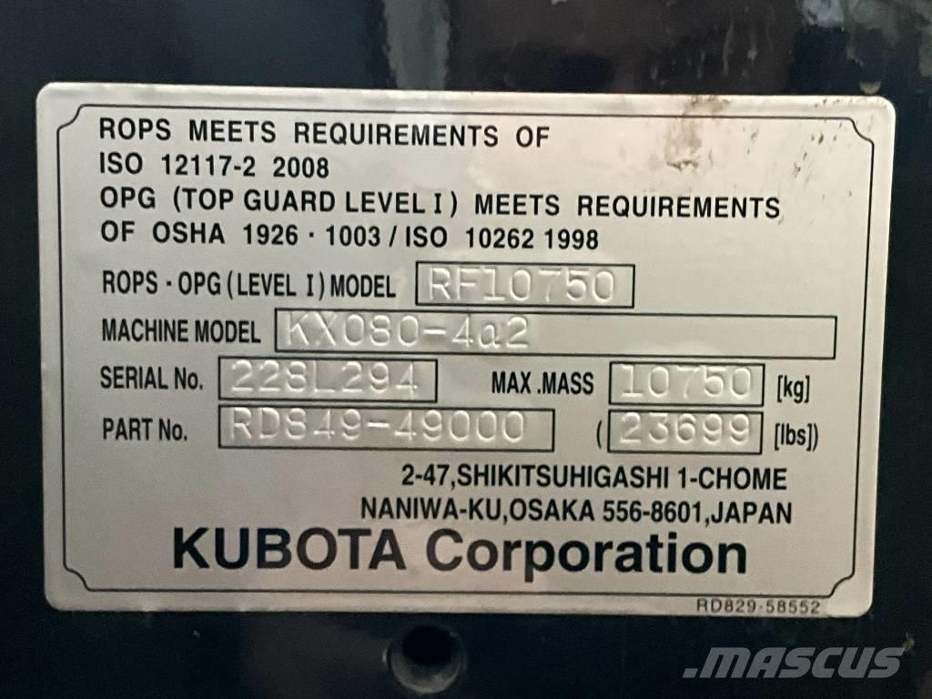 Kubota KX 080-4 A 2 Cabine si interior