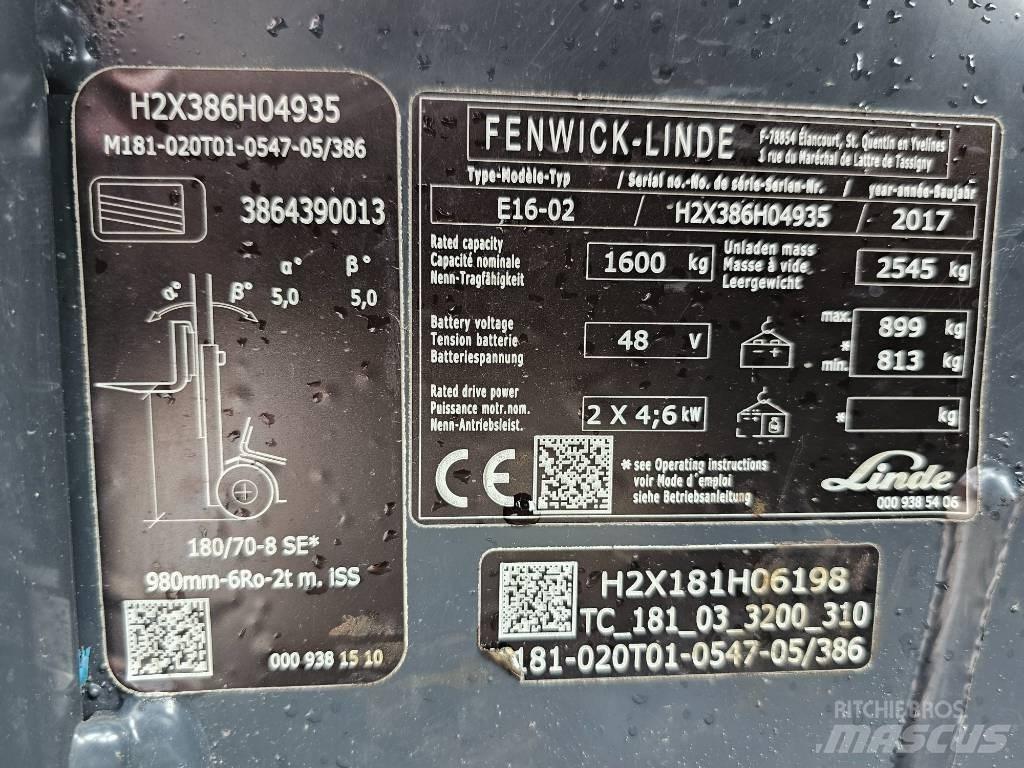 Linde E16 -02 Stivuitor electric