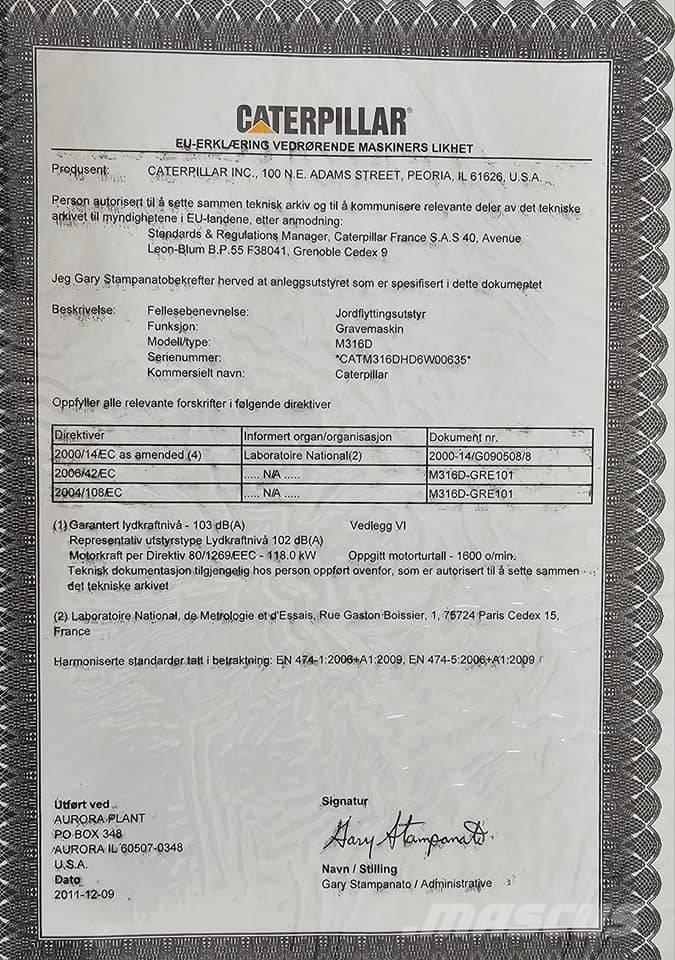 CAT M 316 D Excavatoare cu roti