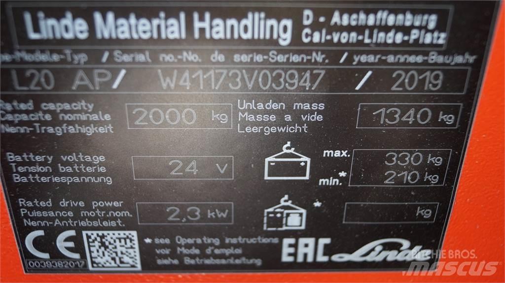Linde L20APi Transpaleta manuala