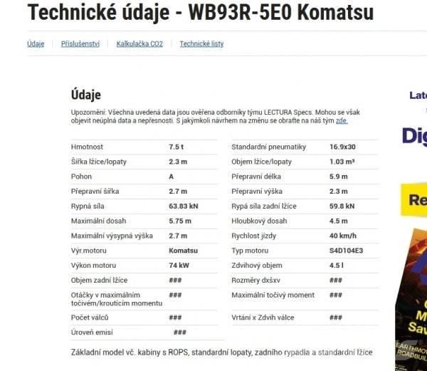 Komatsu WB 93 R Buldoexcavatoare