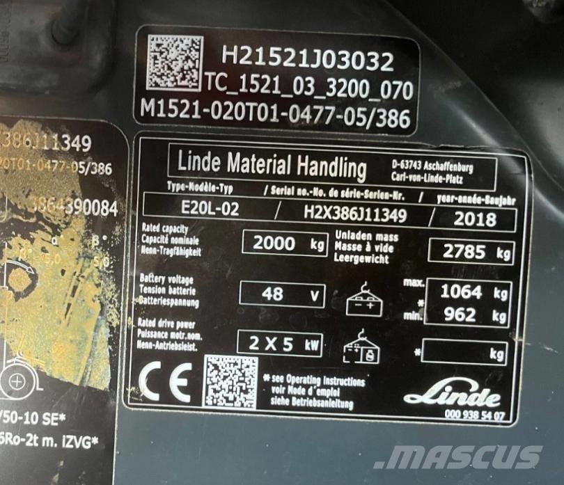 Linde E20L-02-386 Stivuitor electric