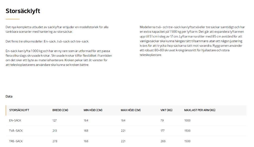 Quicke Storsäckslyft Accesorii încarcatoare frontale