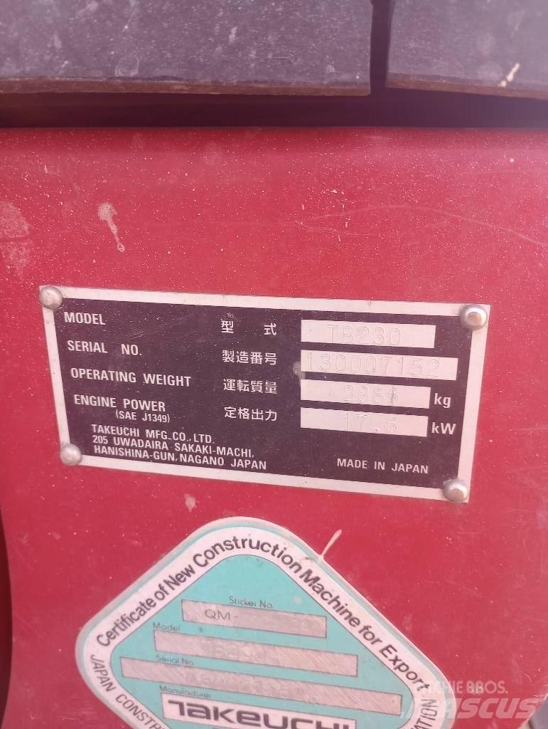 Takeuchi TB230RA Piese de schimb si accesorii pentru echipamente de forat