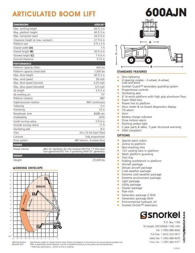 Snorkel 600AJN Nacele cu brat articulat