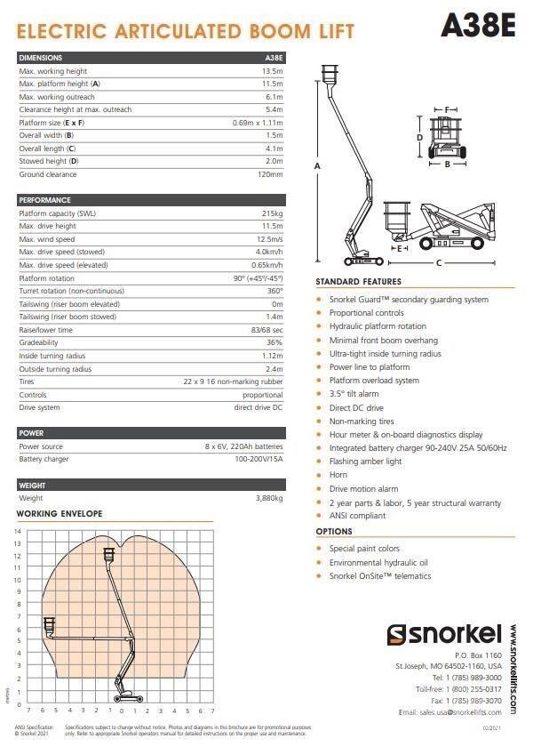 Snorkel A38E Nacele cu brat articulat